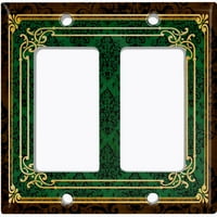 Poklopac ploče za metalno svjetlo Elegantni viktorijanski cvjetni damask okvir zelena FRA078