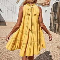 Zapadna haljina za žene bez rukava V-izrez SLINGIN PRINCESS DRESS DRESS MOM pokloni žuti m