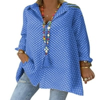 Gumb za ženske košulje s prednjim sljepom za bluzu rever na vratu Radne ležerne tuničke majice s dugim