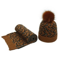 Shuwee Women Winter Pleted Hat Scarf Set Leopard Beanie šešir vrata toplija skijaška kapa