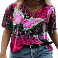 Majica Rejlun za žene majica kratkih rukava V izrez ljetni vrhovi boemijski pulover Basic Holiday Tee