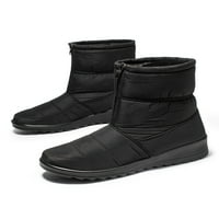 Daeful Women za sniježne čizme plišane zimske čizme Mid-Calf tople cipele casual front zip čizme Dame ne klizanje crna 8