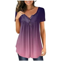 Ženska ljetna bluza Ženka V-izrez kratki rukav s kratkim rukavima dolje Tunic Tops modne casual cvjetne majice Tee Purple XL