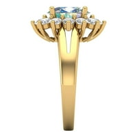 2. CT sjajan ovalni rez CLEAR simulirani dijamant 18k žuti zlatni halo pasijans sa Accentima prsten