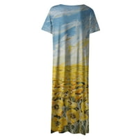 Haljina za žene za vjenčanje, ženski ljetni maxi haljina casual labav van Gogh slikanje tiskana dugačka