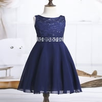 Alvivi cvjetne djevojke haljina sekvenca čipke šifon princess party haljina 2- mornarsko plava 16