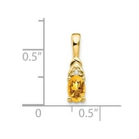Čvrsti 14K žuti zlatni dijamant i simulirani privjesak citrina