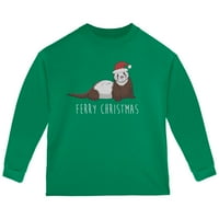 Trajekt sretan božićni ferret majica s dugim rukavima zelena 4T