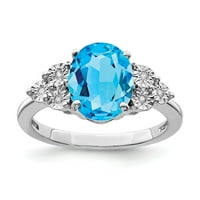 Silver Sterling Silver Diamond i Blue Topaz zaručničke prstene