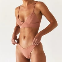 FESFESFES kupaći kostim za žene žene seksi čvrste push up visoko rezan čipka up halter bikini set dva