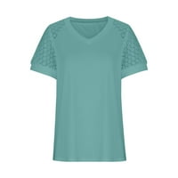 Bazyrey Womens V-izrez, Ležerne prilike pune bluza Ženska majica s kratkim rukavima Green XL