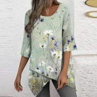 Apepal Womens Plus Veličina vrhova Žene tunike Tops rukavice Iregularna hemba Flowy Casual Bluse Green