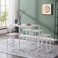 cm Hrast jednostavan visoki bar stol i stolice Set PVC papira lakirani bijeli mat