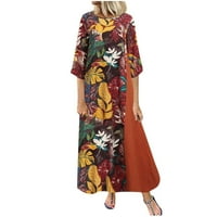 Miayilima Mini haljine za ženske dame patchwork cvjetni ispis dugih rukava O-izrez Turtleneck haljina