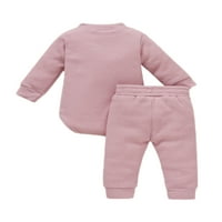 Niueer novorođenčad outstring dugih rukava odijelo za odijelo za male od labavog pada odijelo zastoj štanda kućna boja slatka ramper + hlače ružičasta