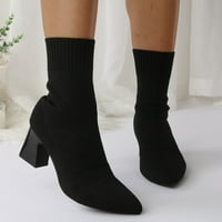 SNGXGN Ženska casual moda srednje teleće platforme platforme blok potpetice kolica čizme žene, crna,