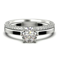 Spektakularna i ukrasna 1. Carat Round Cut Diamond Moissanite Solitaire Angažman prsten, vjenčani prsten, mladenka, svadbeni set u 10k čvrsto bijelo zlato, poklon za njene, obdarnice, obljetnice