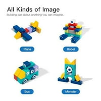 Dječji drveni građevinski blokovi, građevinskih blokova postavljenih igračaka mališana, uključujući različite digitalne grafičke blokove u boji