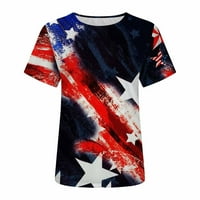 Ženske majice, majica za žene, ženska američka zastava majica USA Star Stripes 4. jula Tee majica Crewneck