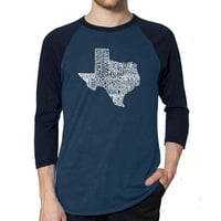 Pop Art Muška majica Raglan Word Art Art - Veliko stanje Teksasa