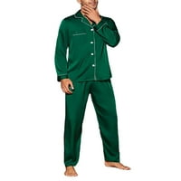 Pismo grafički ovratnik pidžama setovi zeleni muški salon dugih rukava setovi za salon PJ set