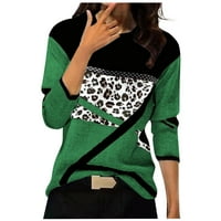 Ženske vrhove Dressy Casual okruglih majica s dugim rukavima Leopard Ispis Ležerne bluze tunike