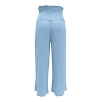 Cacomomrkark pileća ženske ležerne hlače u puni u boji ravne široke pantalone za noge Hlače nebesko plavo