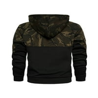 Leuncero Muns Casual s kapuljača s kapuljačom dugih rukava Regularni fit vrhovi Patchwork Camo Print Pulover crni m