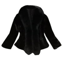 Zimski kratki odlomak plus pamučni krzneni kaput za žene Fau pelt kaput elegantna gusta topla nova odjeća lažna jakna od pelta crna