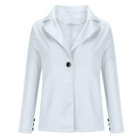 Ležerni blejzer za žene - modni kaput jakna Čvrsta dugi rukav gornji odjeća bijeli xxxl