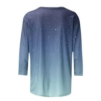 Ženski modni pulover Elegantni vrhovi gradijent sjajnih ispisa T-majice rukavice s rukavima Crewneck bluza trendy tees sive s