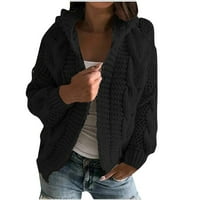 GDFUN jakna sa kapuljačom od kapuljače i zimske kapuljače od pune boje Pleteni džemper - zip up hoodie zip up dukseve za žene