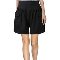 Pgeraug Hlače za ženske kratke hlače Solidan elastični struk džepove znojne kratke hlače Comfy kratke