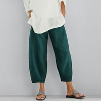 Zkozptok hlače za žene palazzo hlače elastične struke pamučne posteljine navodnice široke pantalone