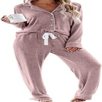 Plesneemangoos Ženske košulje s dugim rukavima sa šljokicama Padžama Podešava Loungewear