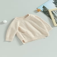 Nituyy baby pleteni džemper casual topli puloveri dugih rukava sa džepom novorođenčadi jesenska pletena odjeća za djevojčice