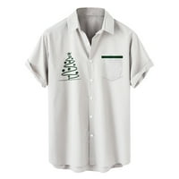 Clearsance Božićne košulje za muškarce Trendi šareni Xmas Ispis majica kratkih rukava Casual Hawaiian gumb dolje