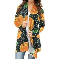 Žene Halloween Otvoreno Prednji kardigan Prevelizirani pumkin Print bluza Slatki sablasni uzorak Kardigani Jesen Cardigan Labavi kardigan Ispis Majica Cardigan Top Orange S