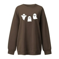 Duksevi za žene Loat Fit Graphic Halloween Crew Bluze s dugim rukavima Trendy pulover vrhove Majice
