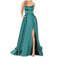 Ljetne haljine za ženska duga večernja haljina bez rukava bez ramena Club Solid haljina zelena 4xl