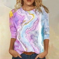 Koaiezne bluze za žene Ležerne prilike za žene Ljetne vrhove okrugli vrat Tri četvrtina rukava s majicom