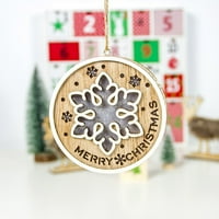 Wiueurtly Lanci za zanat Božićne drvene obojene božićni kružni svetlosni znak Privjesak od ureda drveta