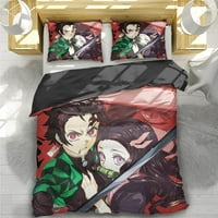 Demon Anime 3D set za ispis posteljinu - 3-komadni set uključuje poklopac i jastučnice za djecu i tinejdžere