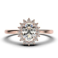 Prekrasan minimalistički 1. karat ovalni rez dijamantski prsten za angažman, klasični halo vjenčani