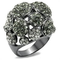 Alamode Lo1672 - Ženski kobaltni crni mesingani prsten sa gornjim klasom kristal u crnom dijamantu -