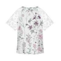 Dahich Womens V izrez Na vrhu Sat Fit Floral Print T-majice Ljeto seksi Ležerne u trendovskoj čipkoj
