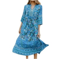 Ljetne haljine za žensko čišćenje klasičnih ženskih trendi boemskih ruhara V-izrez haljina od pola rukava