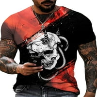 Niuer Muškarac Loot Fit Skull Print Basic Tee Muške vrećastog bluza 3D ispisani sportski mišićni pulover