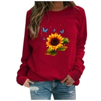 Fjofpr Ženo Zidanje odjeće Grafički dukseri za žene s dugim rukavima Crewneck bluza labavi fit pulover vrhovi