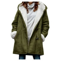 Ženski modni kaput zima plus veličine čvrsti plus baršunasti kaput krug džepni kaput